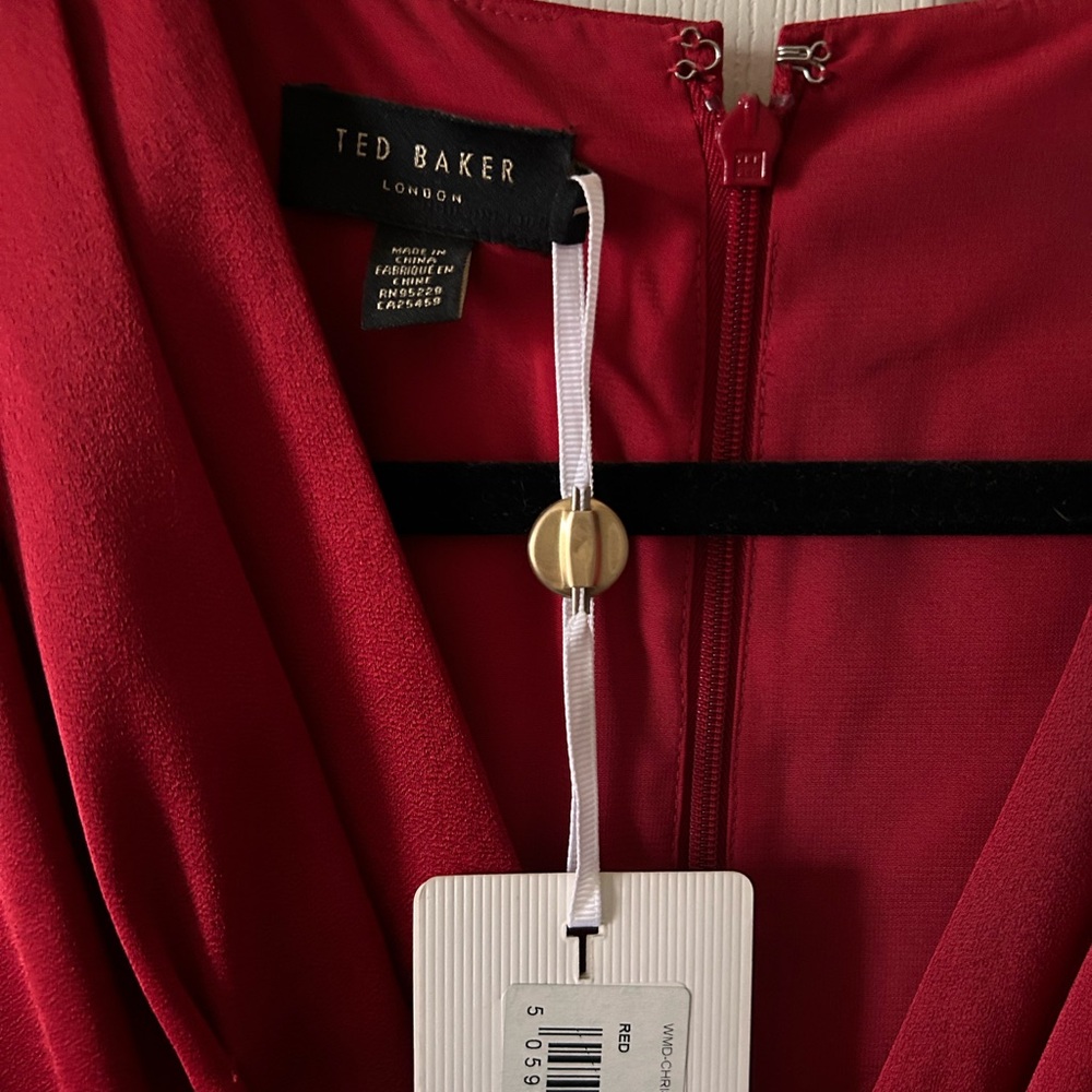 Ted Baker Womens Chrisey Red Fix-Wrap Dress Size 8 (3) *No Sash* New with tags - Picture 7 of 11